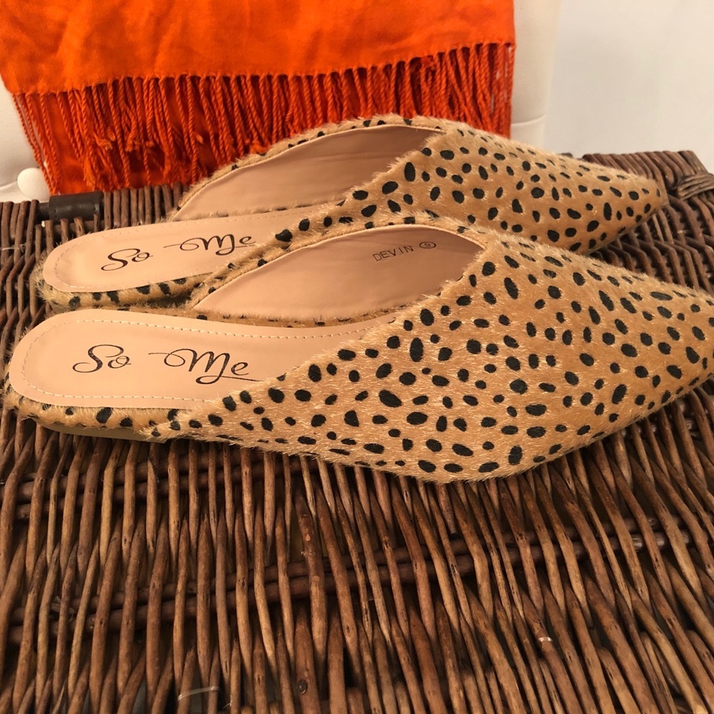 New - So Me Animal Print Slip On Mules